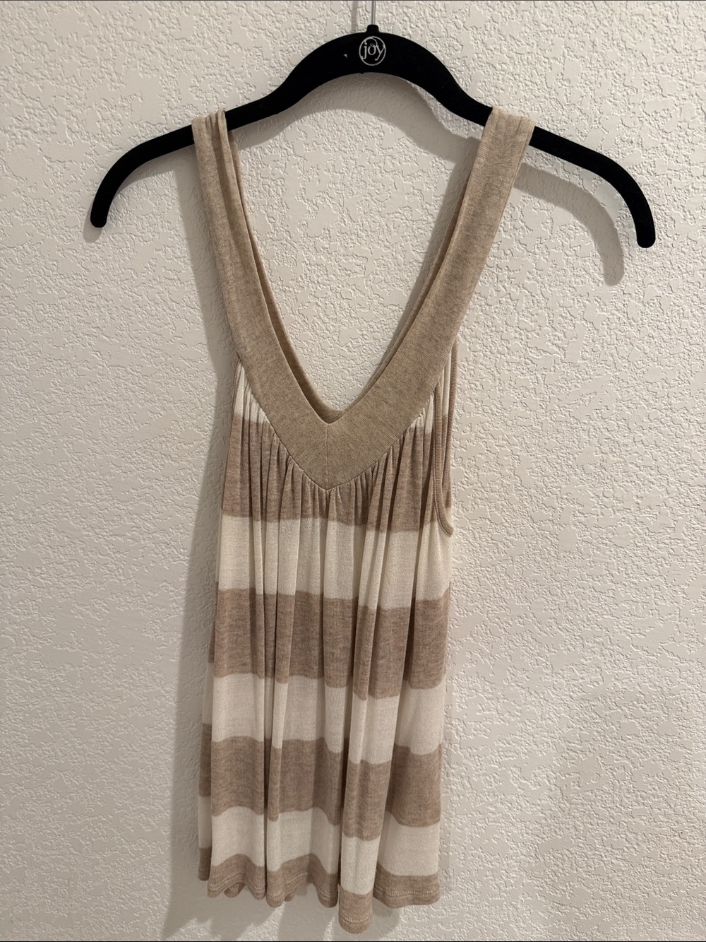 Splendid Cream and Tan Striped V-Neck Tank